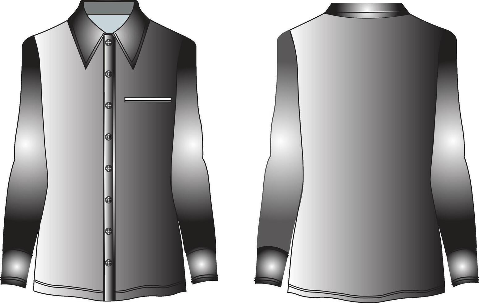 masculino grandes mangas formal camisa plano esboço ilustração desenho, tecido camisa para formal vestem e casual vestem moda ilustração modelo zombar acima vetor