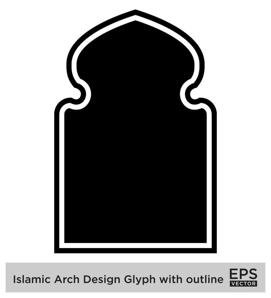 islâmico arco Projeto glifo com esboço Preto preenchidas silhuetas Projeto pictograma símbolo visual ilustração vetor