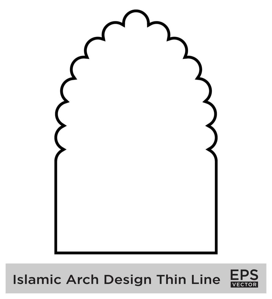 islâmico arco Projeto negrito linha esboço linear Preto acidente vascular encefálico silhuetas Projeto pictograma símbolo visual ilustração vetor