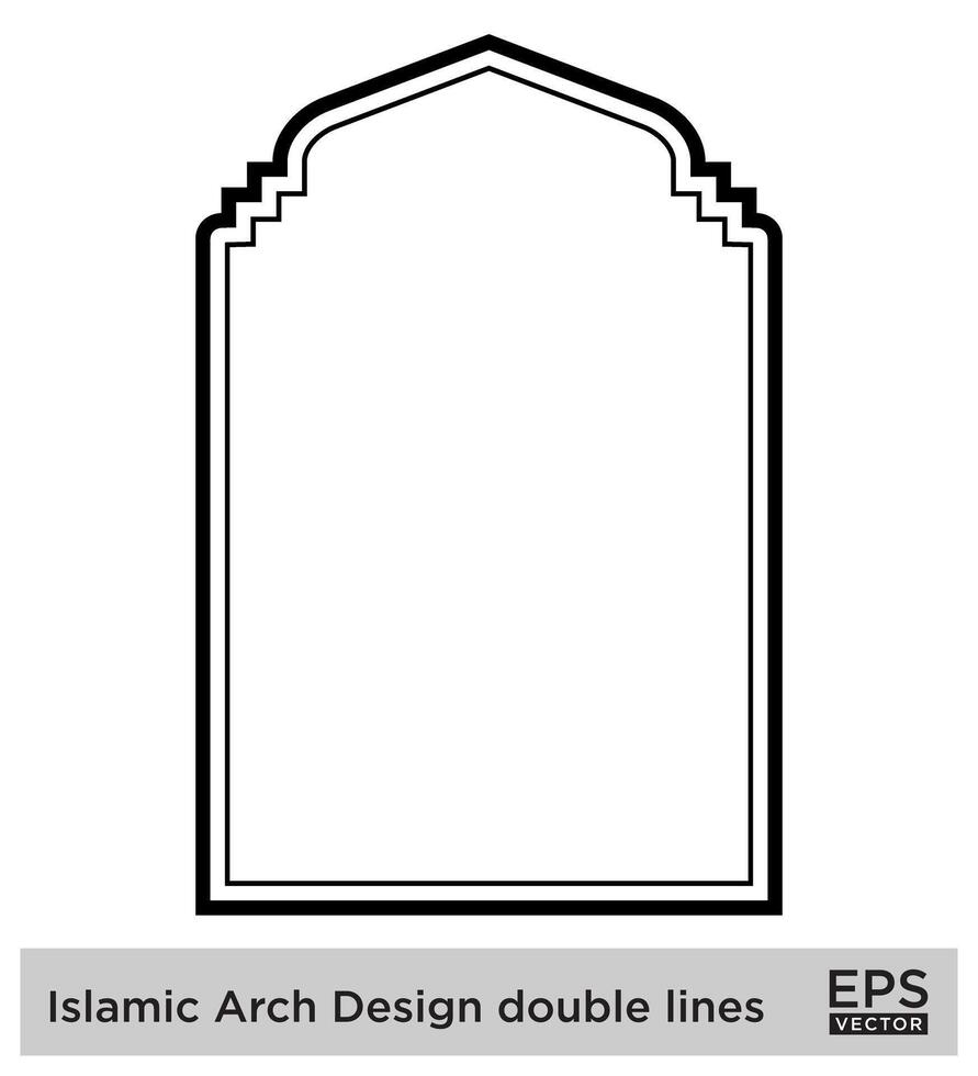 islâmico arco Projeto Duplo linhas esboço linear Preto acidente vascular encefálico silhuetas Projeto pictograma símbolo visual ilustração vetor