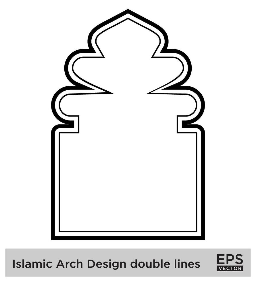 islâmico arco Projeto Duplo linhas esboço linear Preto acidente vascular encefálico silhuetas Projeto pictograma símbolo visual ilustração vetor