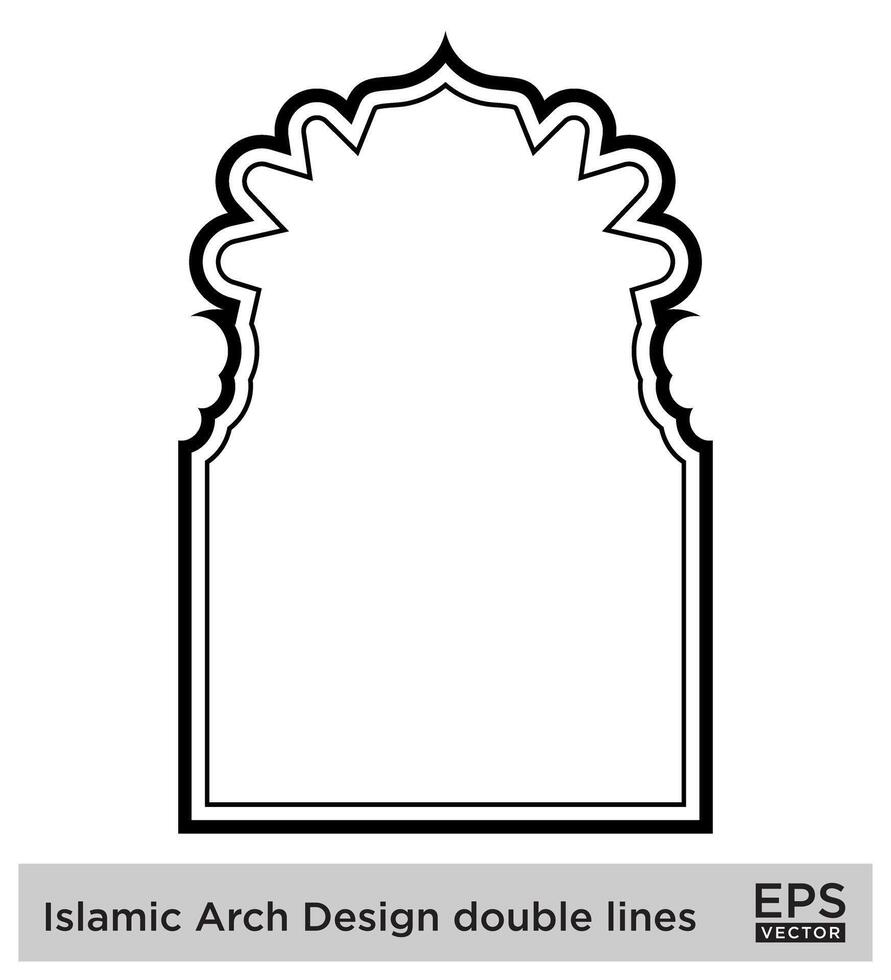 islâmico arco Projeto Duplo linhas esboço linear Preto acidente vascular encefálico silhuetas Projeto pictograma símbolo visual ilustração vetor