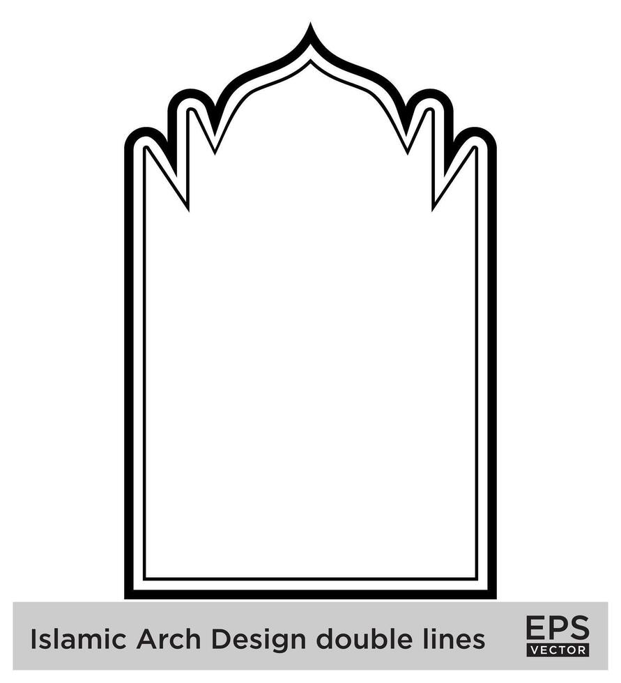 islâmico arco Projeto Duplo linhas esboço linear Preto acidente vascular encefálico silhuetas Projeto pictograma símbolo visual ilustração vetor