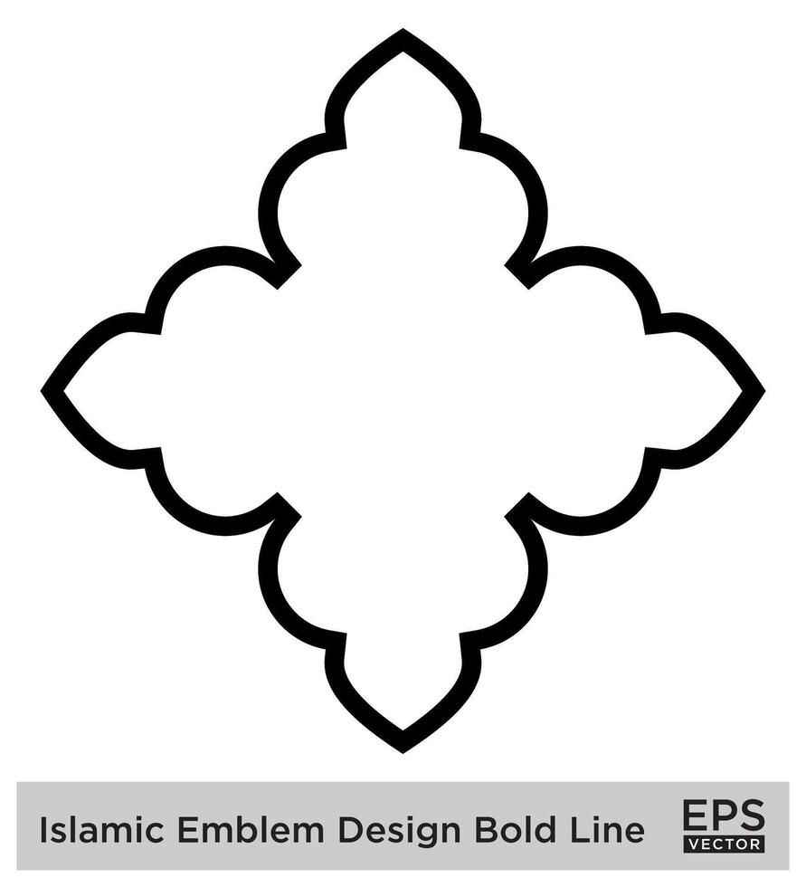 islâmico emblema Projeto negrito linha Preto acidente vascular encefálico silhuetas Projeto pictograma símbolo visual ilustração vetor