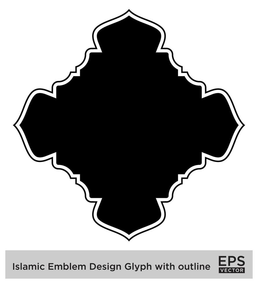 islâmico emblema Projeto glifo com esboço Preto preenchidas silhuetas Projeto pictograma símbolo visual ilustração vetor