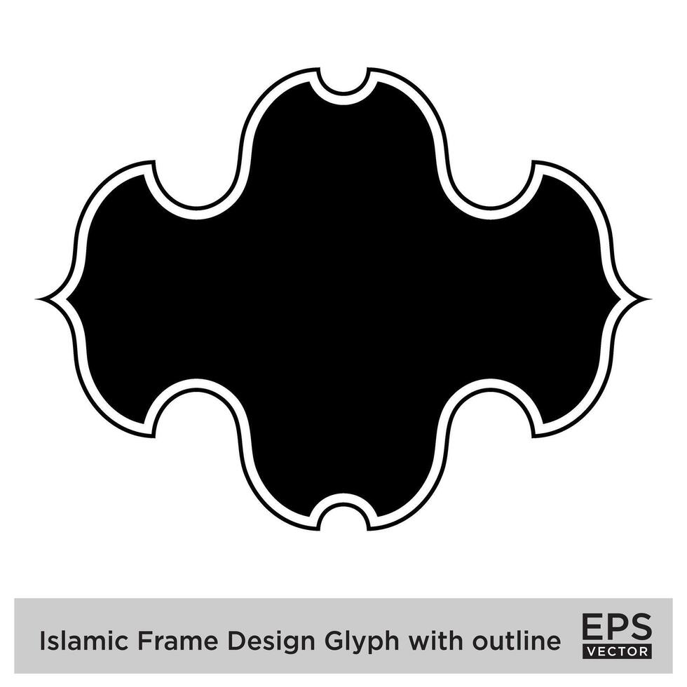 islâmico quadro, Armação Projeto glifo com esboço Preto preenchidas silhuetas Projeto pictograma símbolo visual ilustração vetor