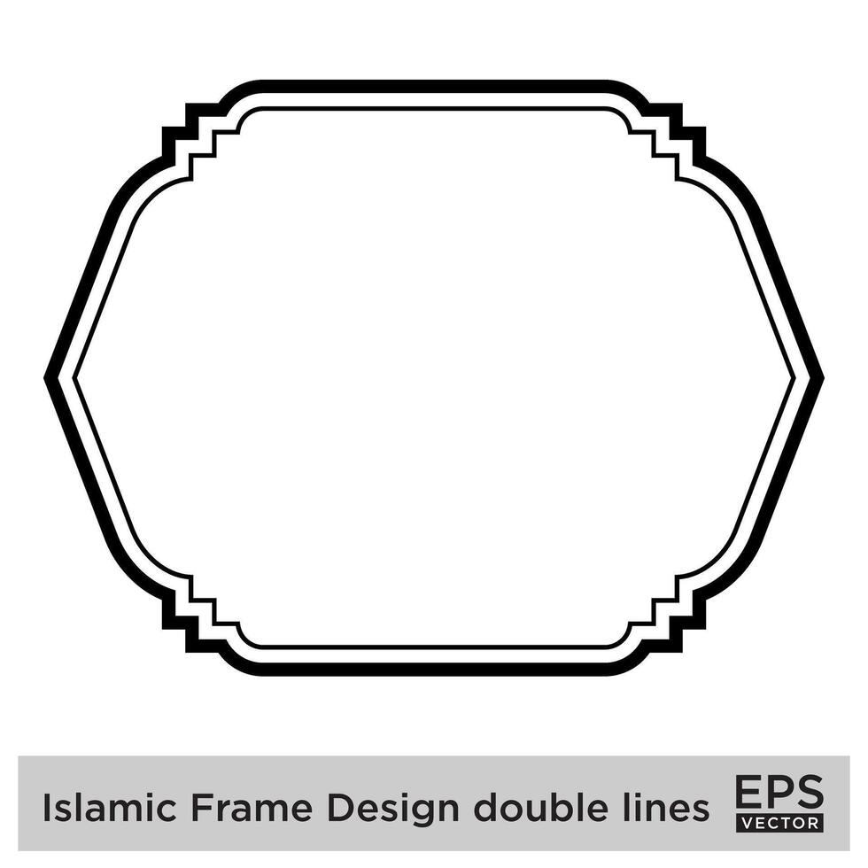 islâmico quadro, Armação Projeto Duplo linhas Preto acidente vascular encefálico silhuetas Projeto pictograma símbolo visual ilustração vetor