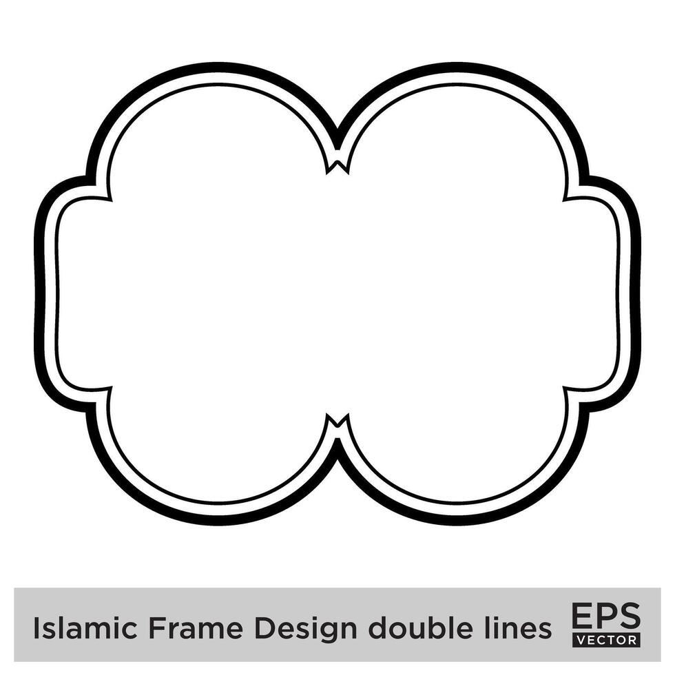 islâmico quadro, Armação Projeto Duplo linhas Preto acidente vascular encefálico silhuetas Projeto pictograma símbolo visual ilustração vetor