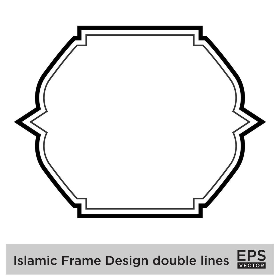 islâmico quadro, Armação Projeto Duplo linhas Preto acidente vascular encefálico silhuetas Projeto pictograma símbolo visual ilustração vetor