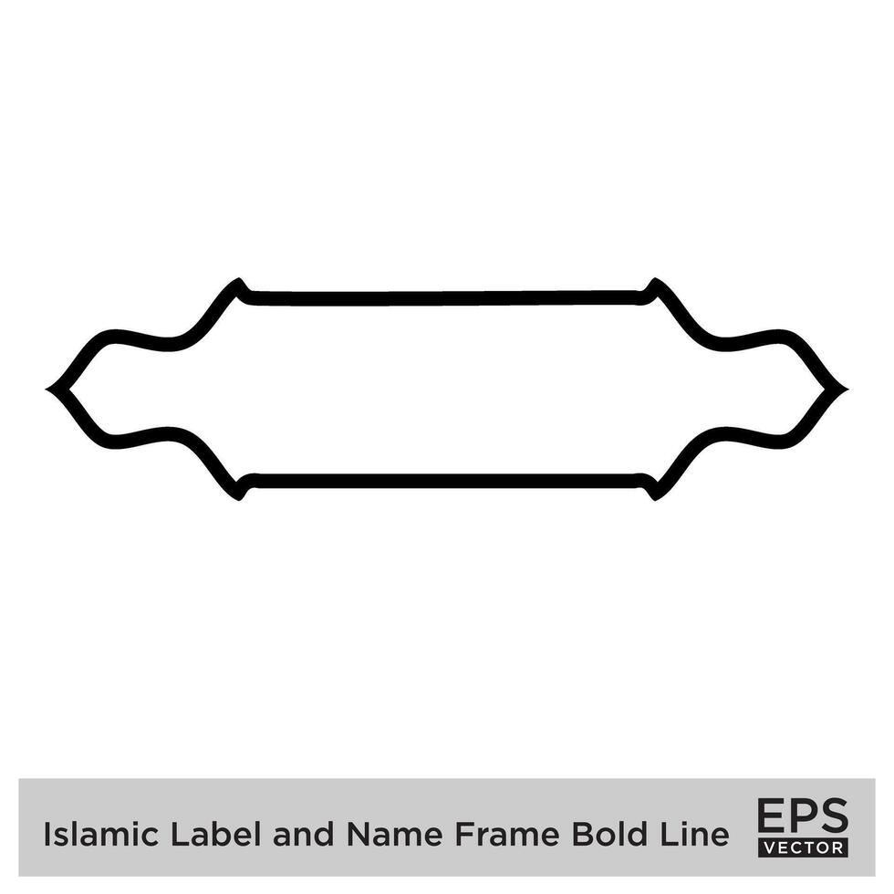 islâmico rótulo e nome quadro, Armação negrito linha esboço linear Preto acidente vascular encefálico silhuetas Projeto pictograma símbolo visual ilustração vetor