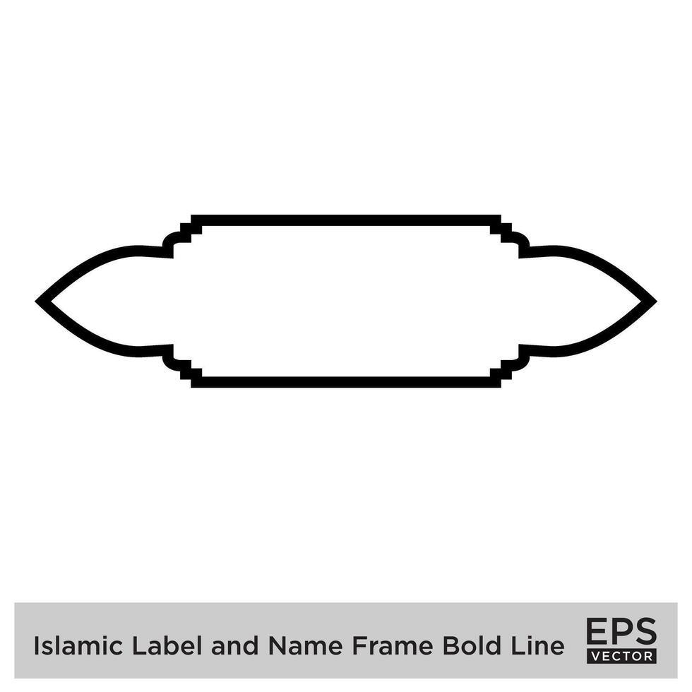 islâmico rótulo e nome quadro, Armação negrito linha esboço linear Preto acidente vascular encefálico silhuetas Projeto pictograma símbolo visual ilustração vetor