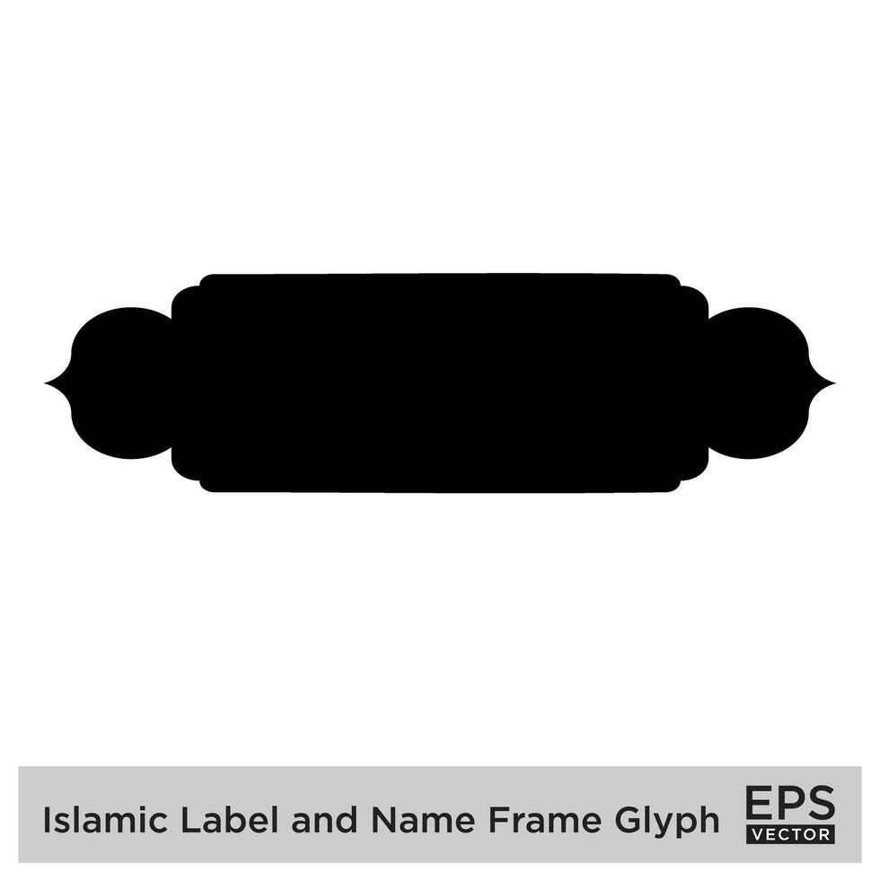 islâmico rótulo e nome quadro, Armação glifo Preto preenchidas silhuetas Projeto pictograma símbolo visual ilustração vetor