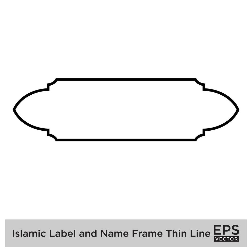 islâmico rótulo e nome quadro, Armação fino linha esboço linear Preto acidente vascular encefálico silhuetas Projeto pictograma símbolo visual ilustração vetor