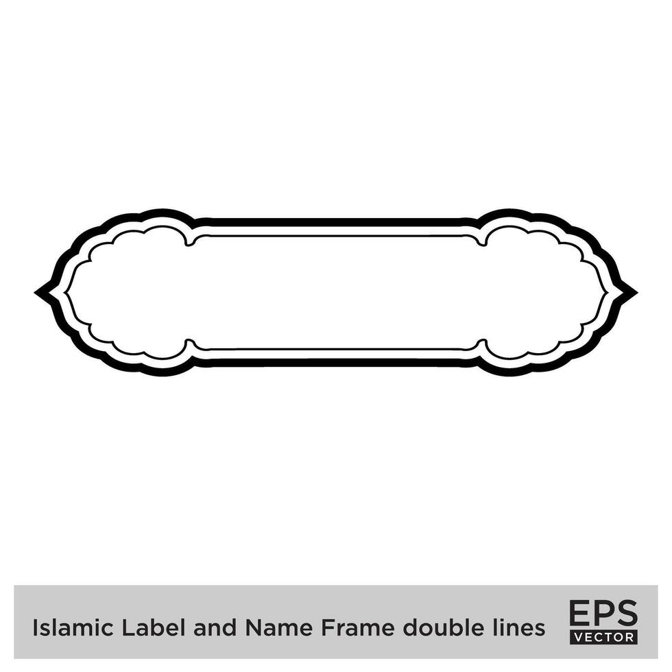 islâmico rótulo e nome quadro, Armação Duplo linhas esboço linear Preto acidente vascular encefálico silhuetas Projeto pictograma símbolo visual ilustração vetor