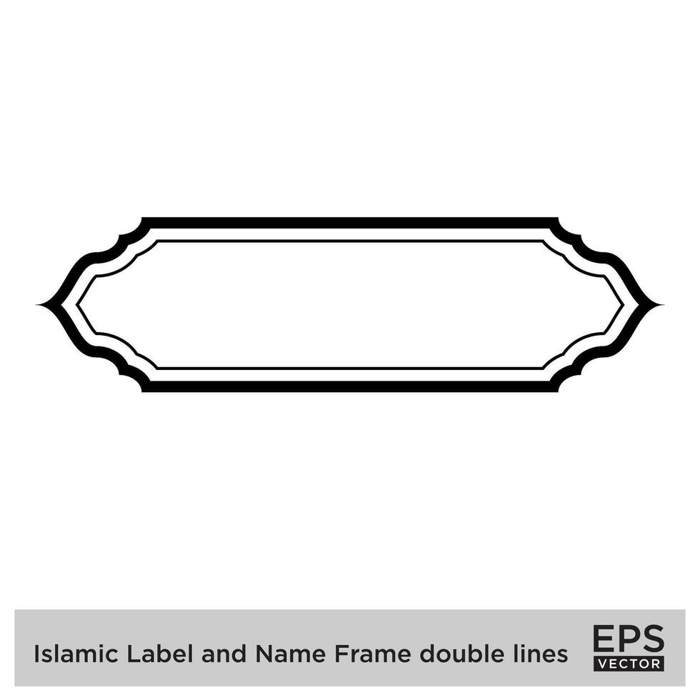 islâmico rótulo e nome quadro, Armação Duplo linhas esboço linear Preto acidente vascular encefálico silhuetas Projeto pictograma símbolo visual ilustração vetor