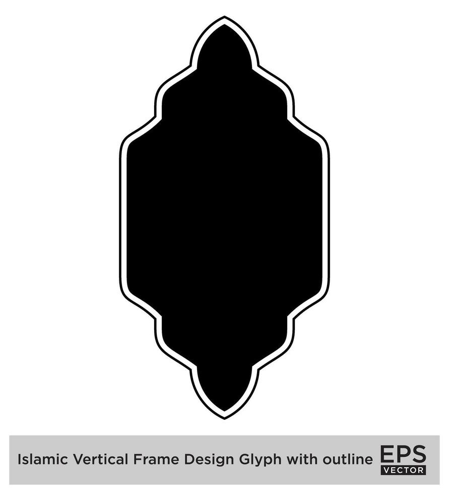 islâmico vertical quadro, Armação Projeto glifo com esboço Preto preenchidas silhuetas Projeto pictograma símbolo visual ilustração vetor