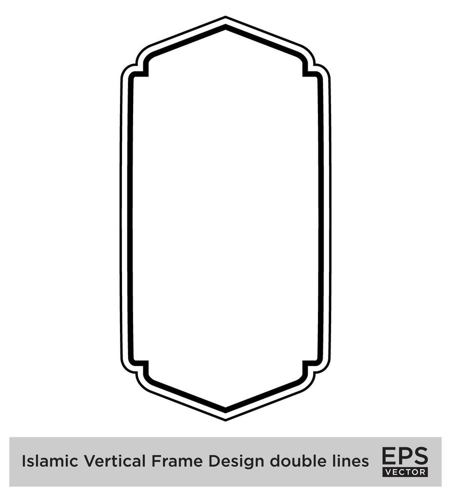 islâmico vertical quadro, Armação Projeto Duplo linhas Preto acidente vascular encefálico silhuetas Projeto pictograma símbolo visual ilustração vetor