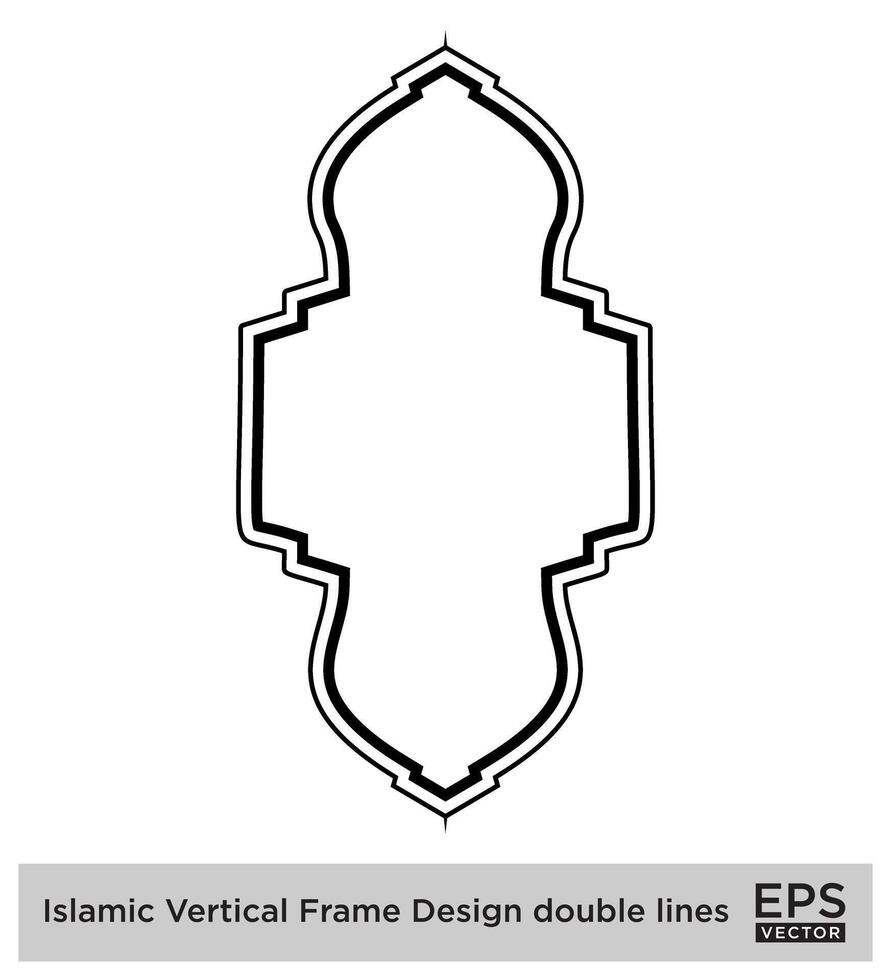 islâmico vertical quadro, Armação Projeto Duplo linhas Preto acidente vascular encefálico silhuetas Projeto pictograma símbolo visual ilustração vetor