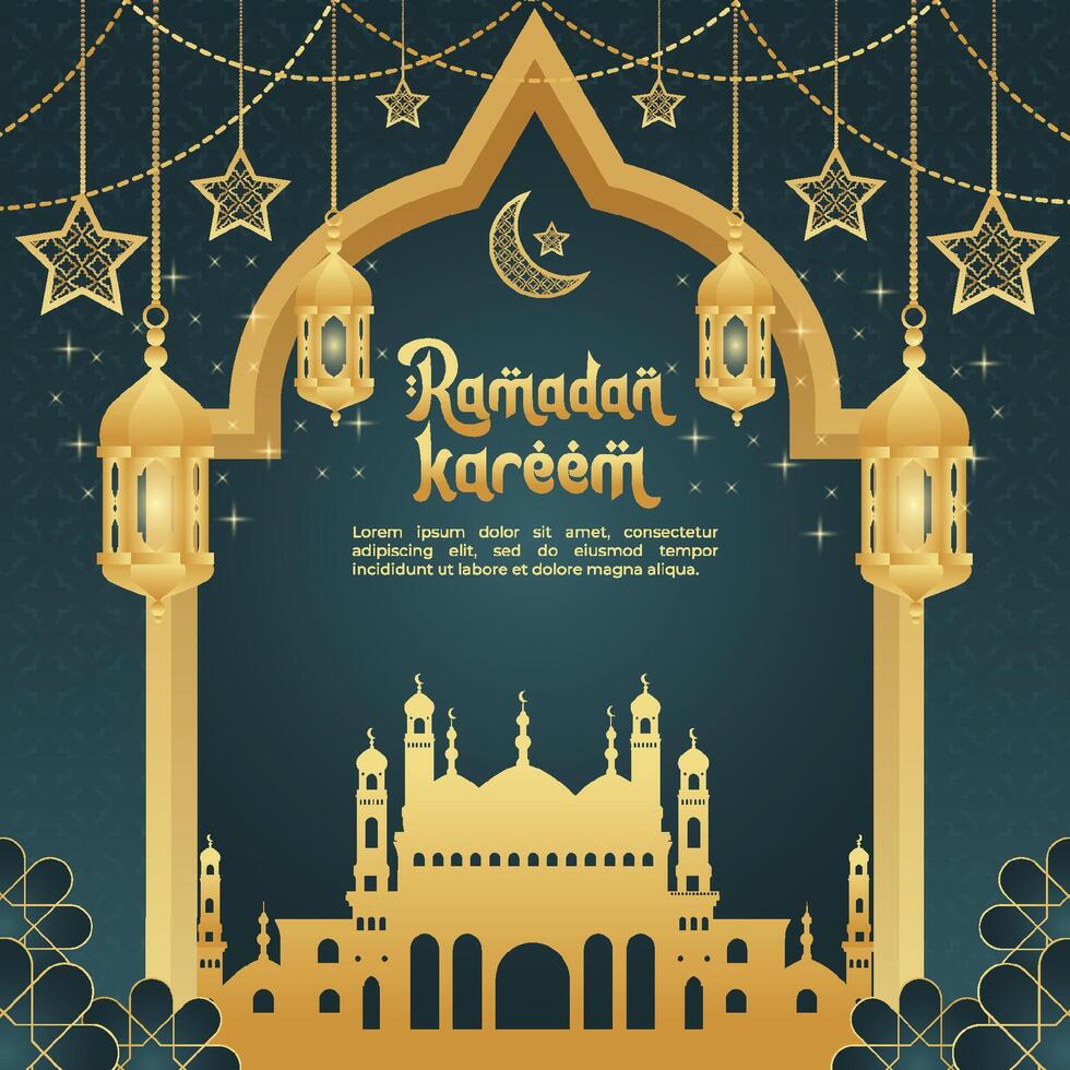 Ramadã kareem eid Mubarak islâmico saudações, Ramadã kareem cartão modelo, islâmico celebração eid ul fitar cartão vetor