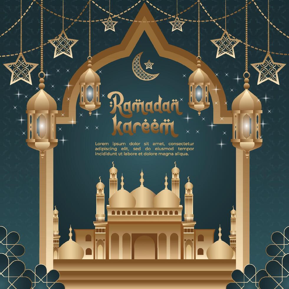 Ramadã kareem eid Mubarak islâmico saudações, Ramadã kareem cartão modelo, islâmico celebração eid ul fitar cartão vetor