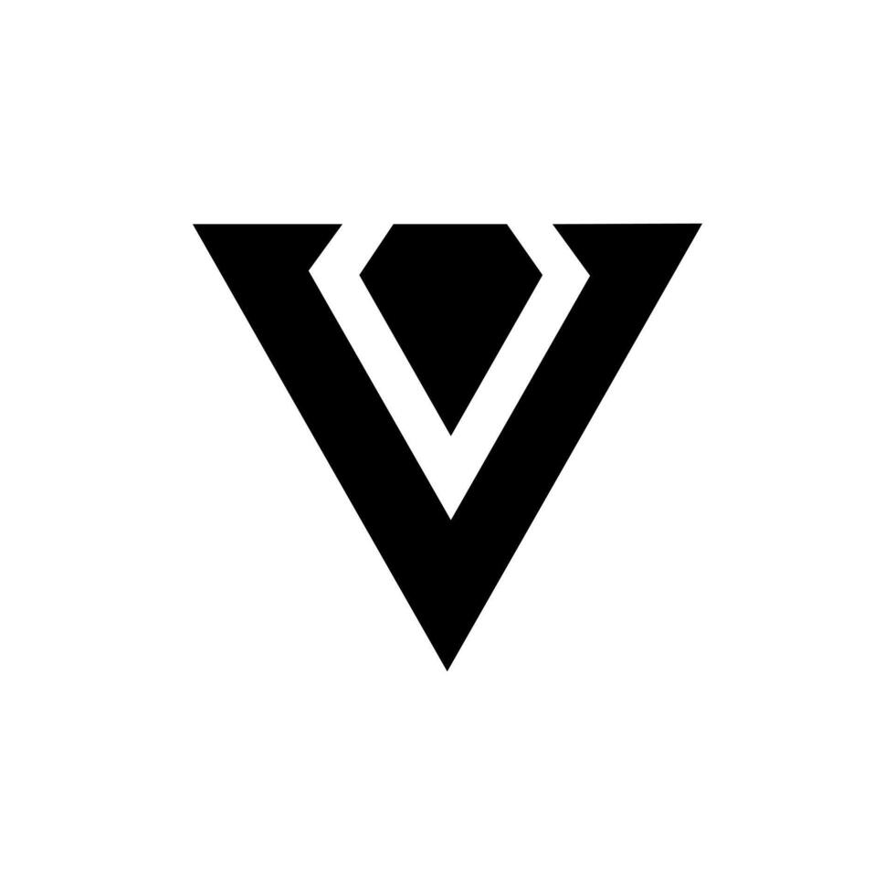 carta vv com triângulo com diamante forma tipografia monograma logotipo vetor