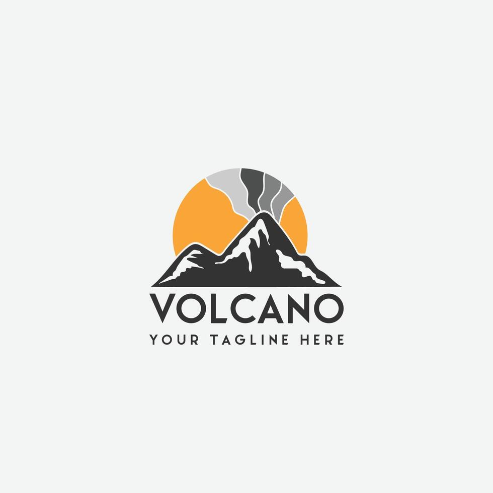 vulcão montanha logotipo vetor