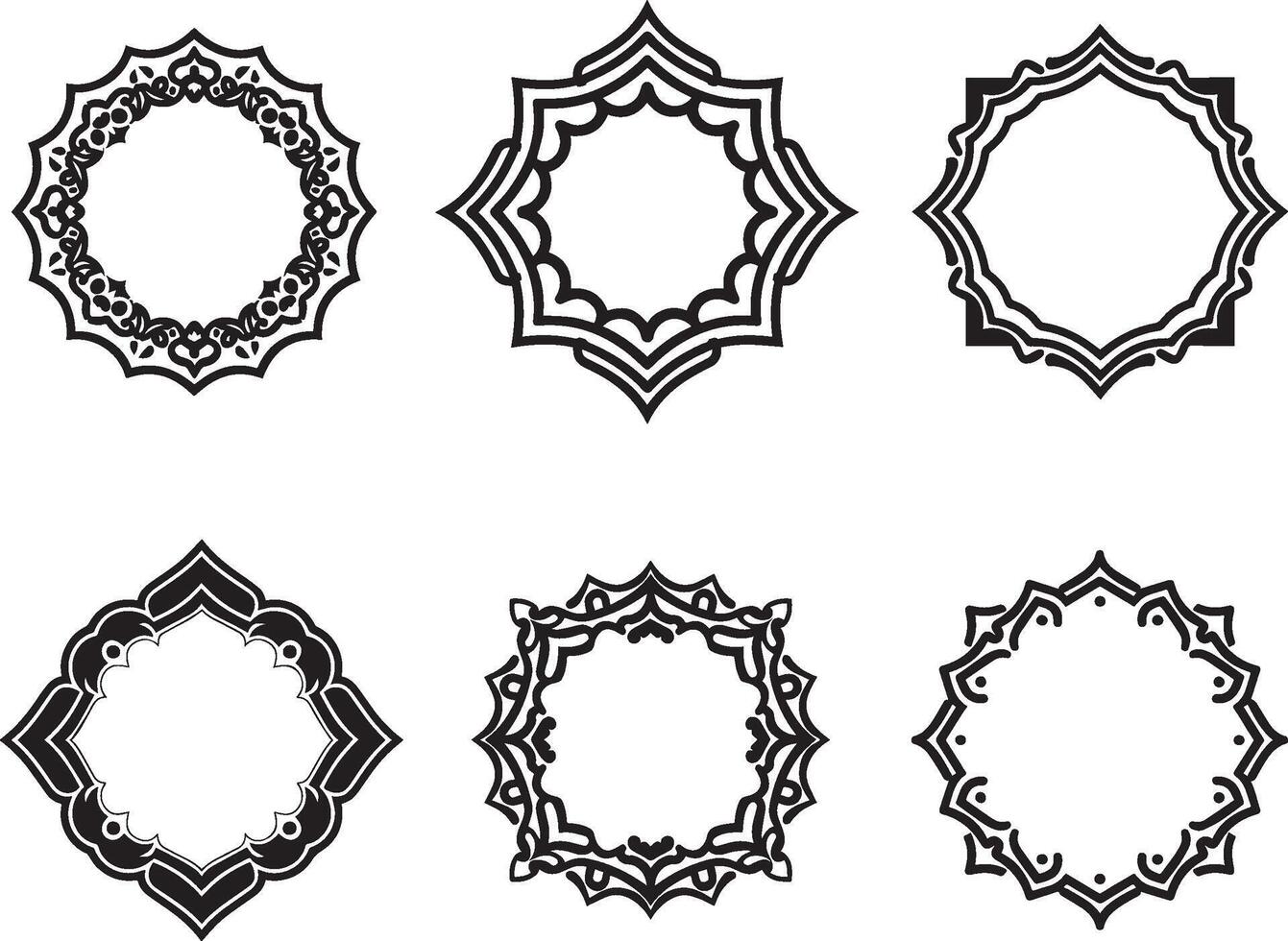 conjunto do Preto islâmico quadros formas Distintivos vetor