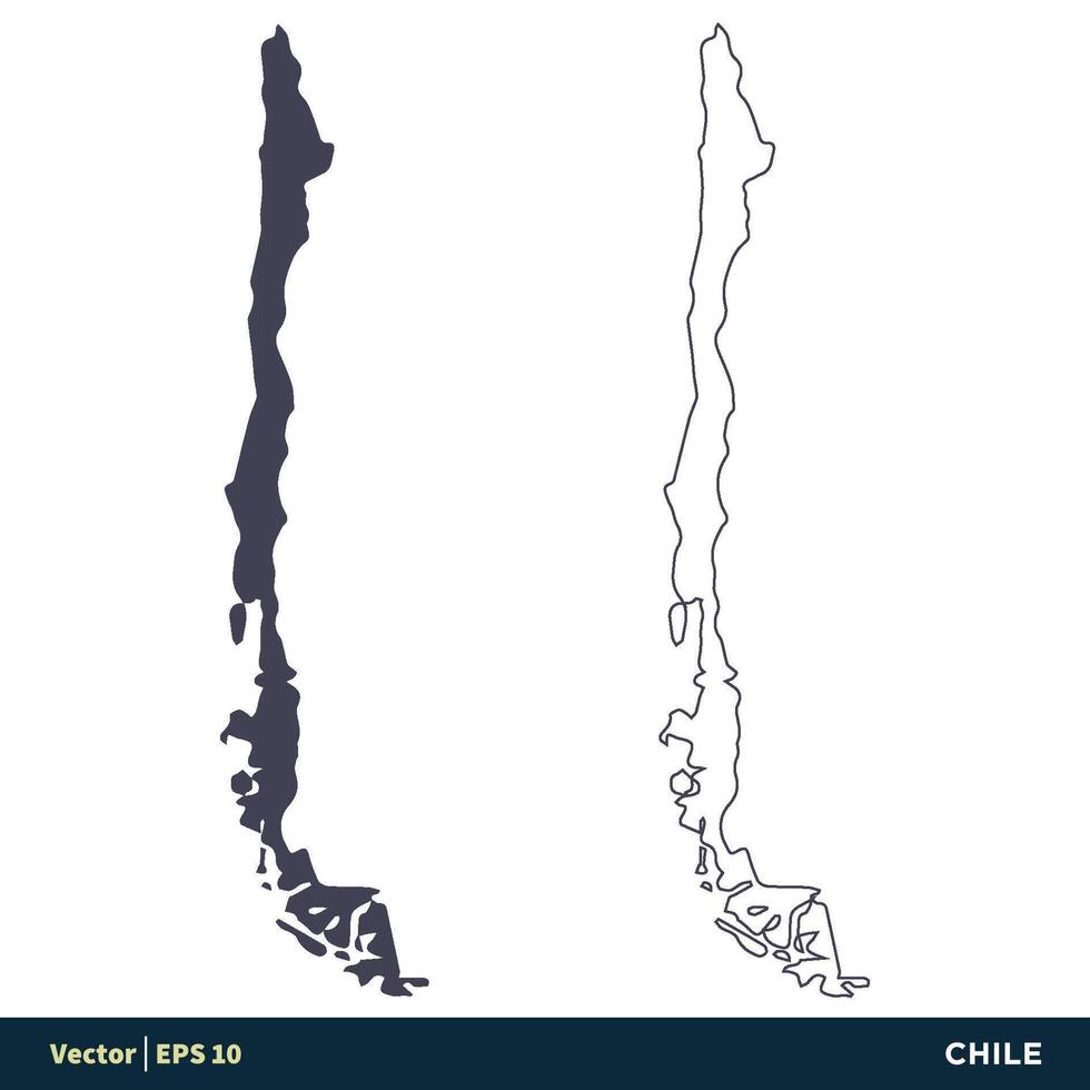 Chile - sul América países mapa ícone vetor logotipo modelo ilustração Projeto. vetor eps 10.