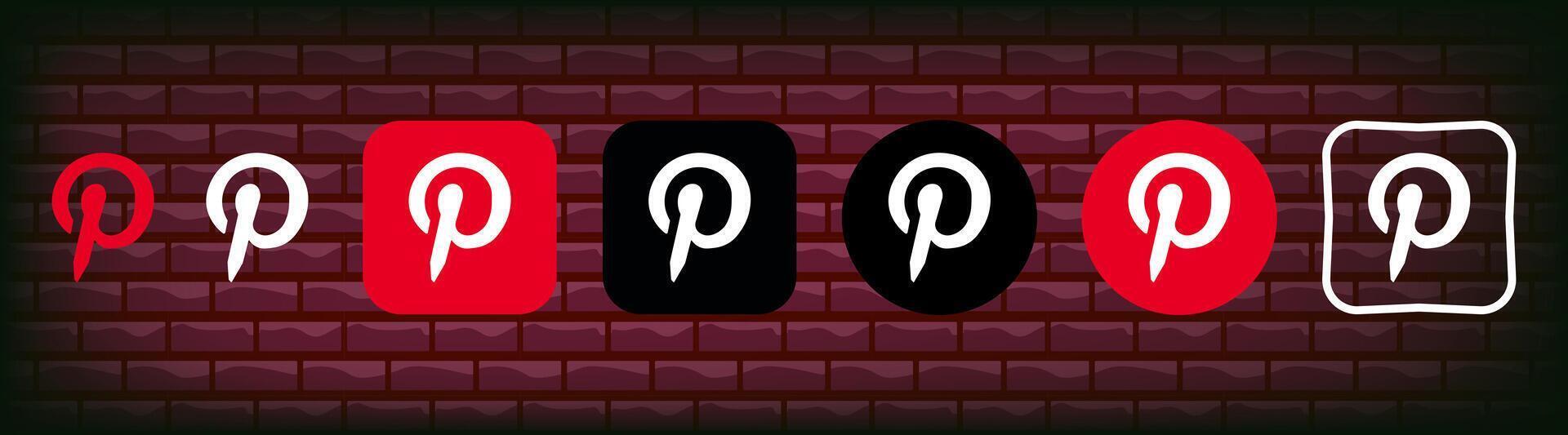 coleção do diferente pinterest ícones. social meios de comunicação logotipo. linha arte e plano estilo isolado em branco fundo. vetor linha ícone para o negócio e publicidade