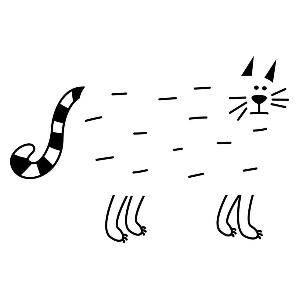 simples abstrato gato rabisco ilustração. gordo animal clipart. engraçado elemento para impressão projeto, logotipo, embalagem. vetor mão desenhado imagem isolado em branco fundo. quadrinho desenho.