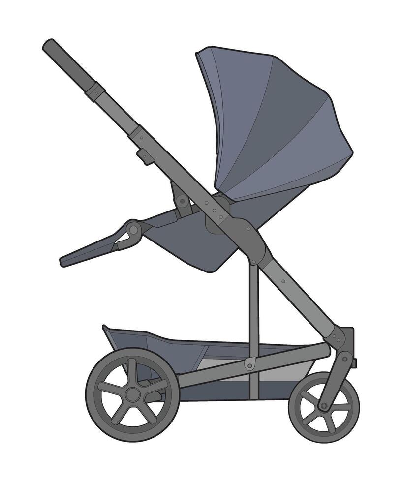 vetor do bebê carrinho de criança isolado em branco fundo. vetor ilustração do uma esboço estilo.
