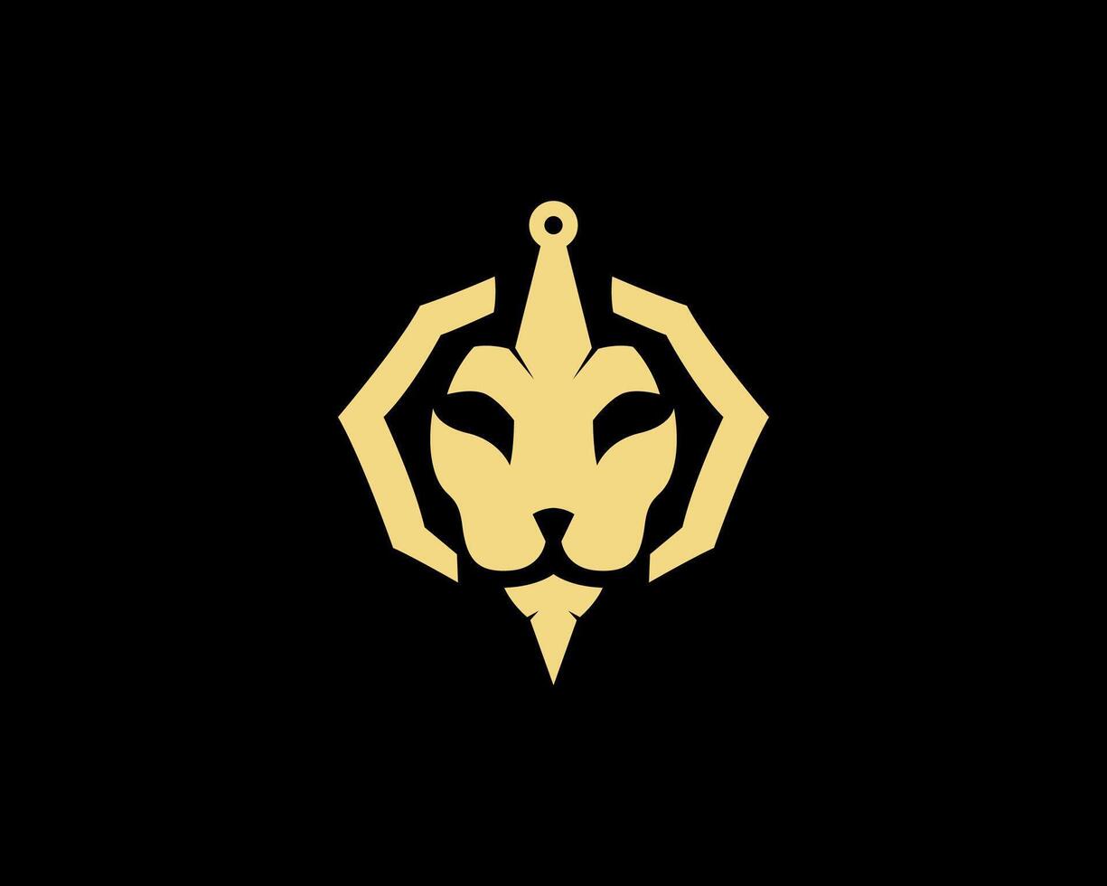 leão espada logotipo isolado Sombrio fundo vetor