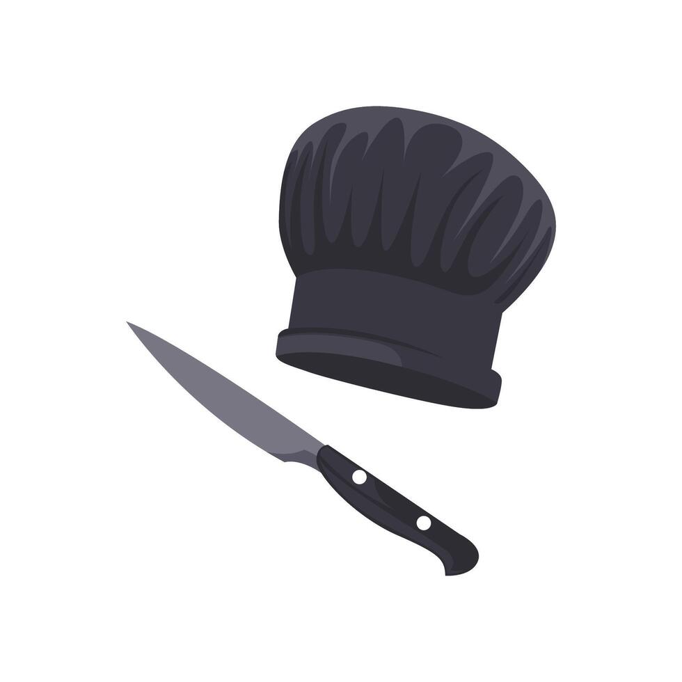 chefe de cozinha chapéu e cozinha faca isolado branco fundo vetor
