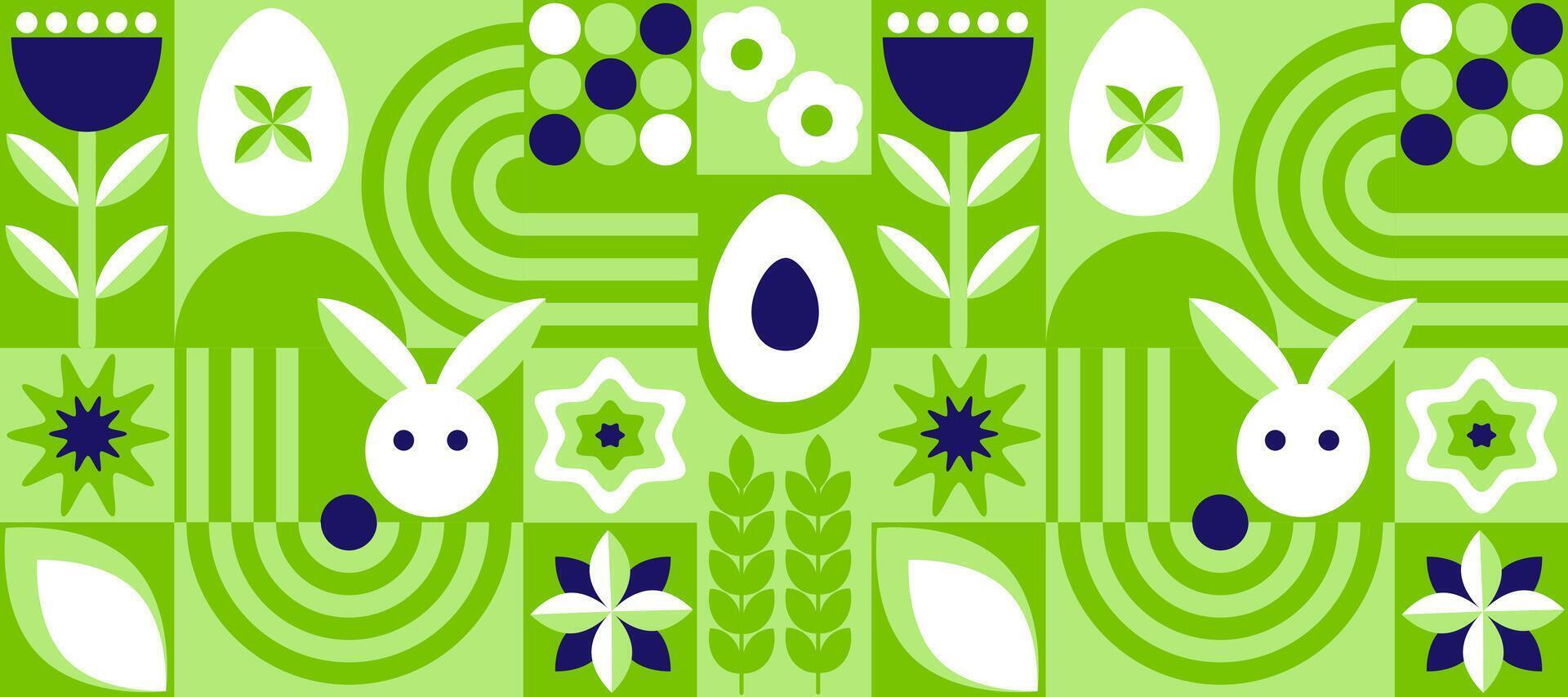 geométrico abstrato padronizar. páscoa, ovos, flores, plantas do simples formas. vetor ilustração.