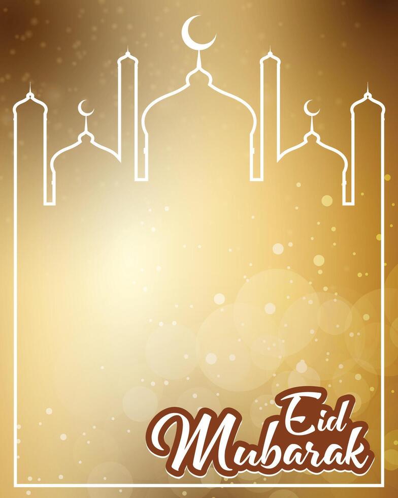 elegante religioso eid Mubarak criativo mesquita com lindo fundo vetor