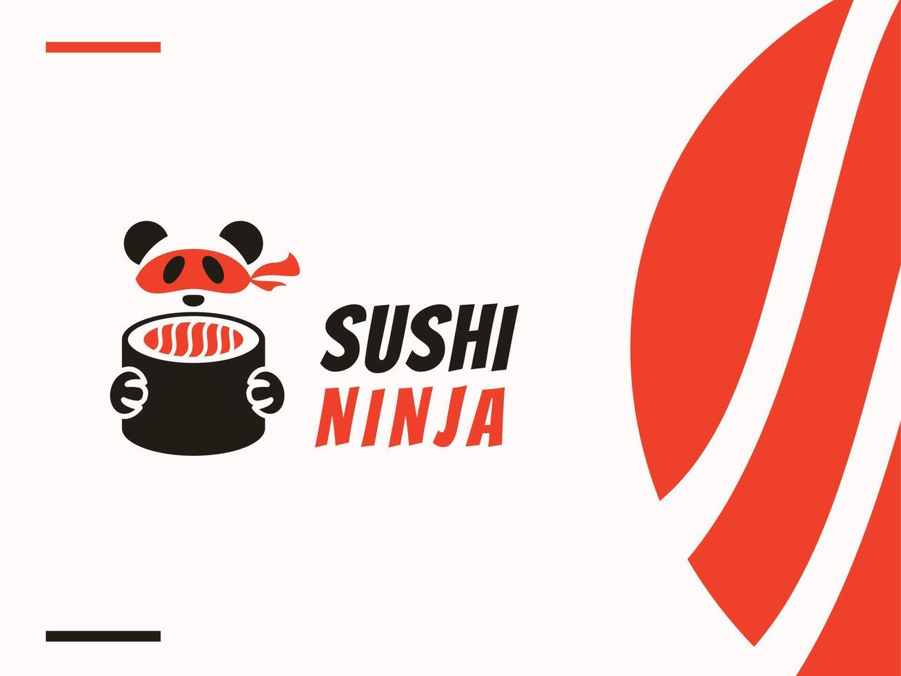 Sushi ninja mascote logotipo modelo, japonês tradicional Comida. ásia restaurante vetor ilustração