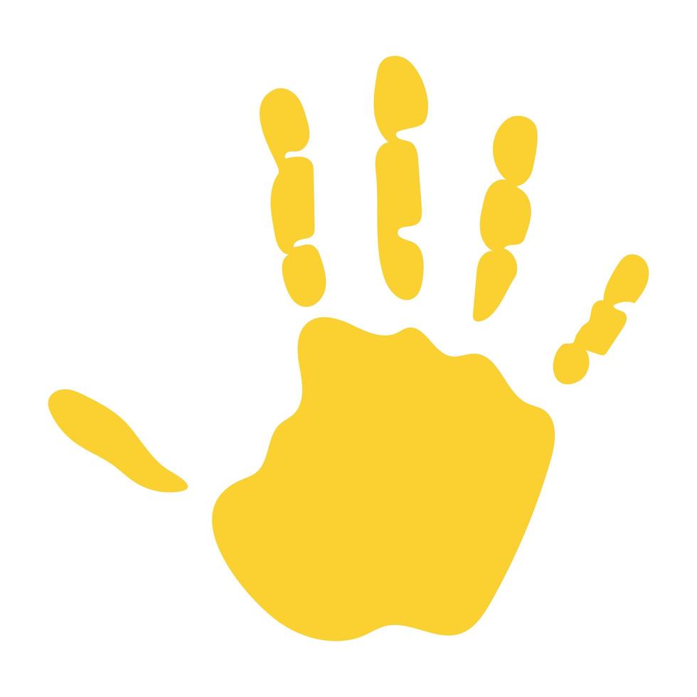 silhueta de ouro com uma mão e cinco dedos em fundo branco vetor