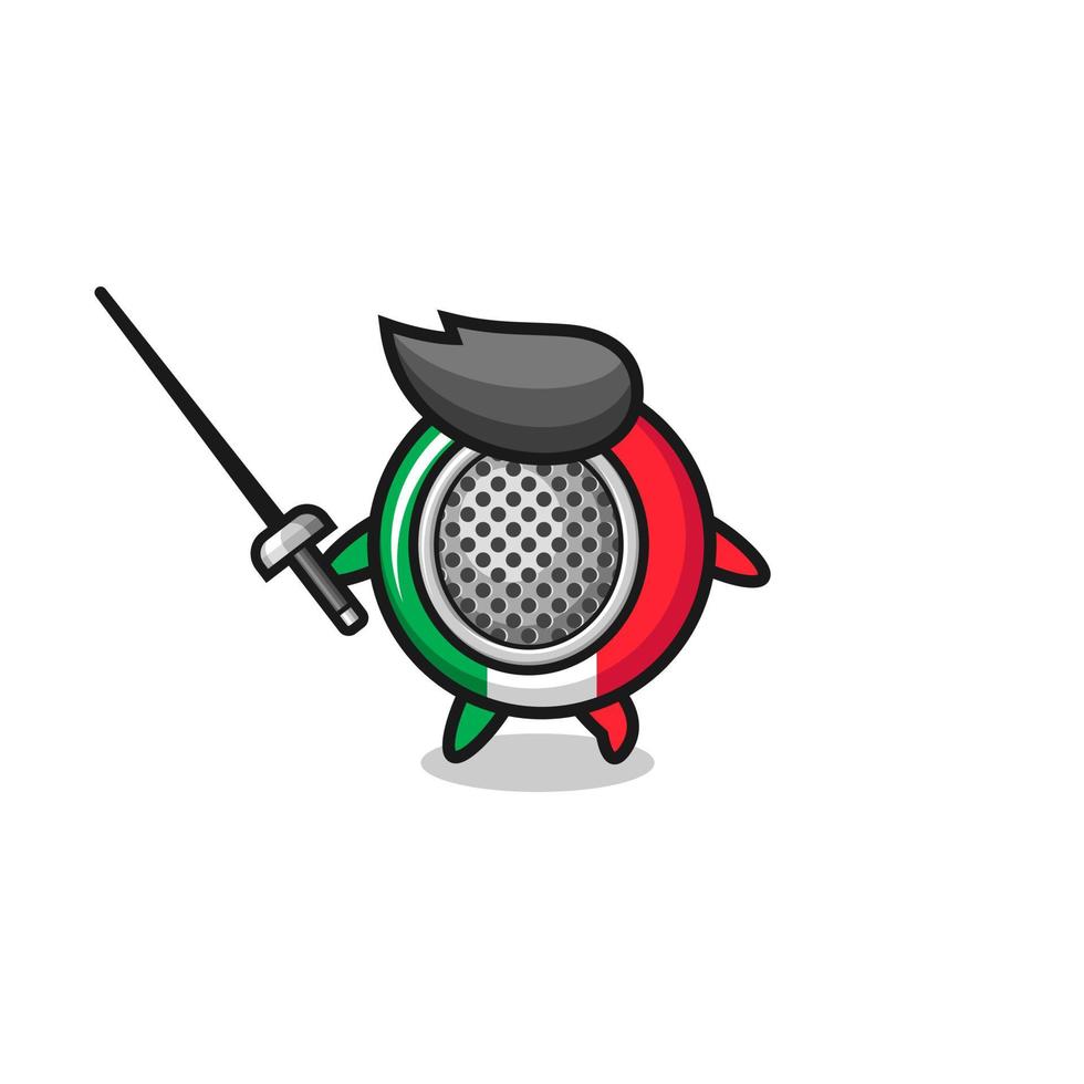 desenho animado da bandeira da itália como mascote do esgrimista vetor