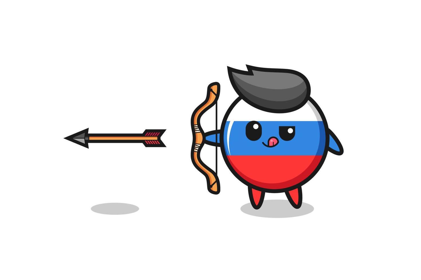 ilustração de personagem da bandeira da Rússia fazendo arco e flecha vetor