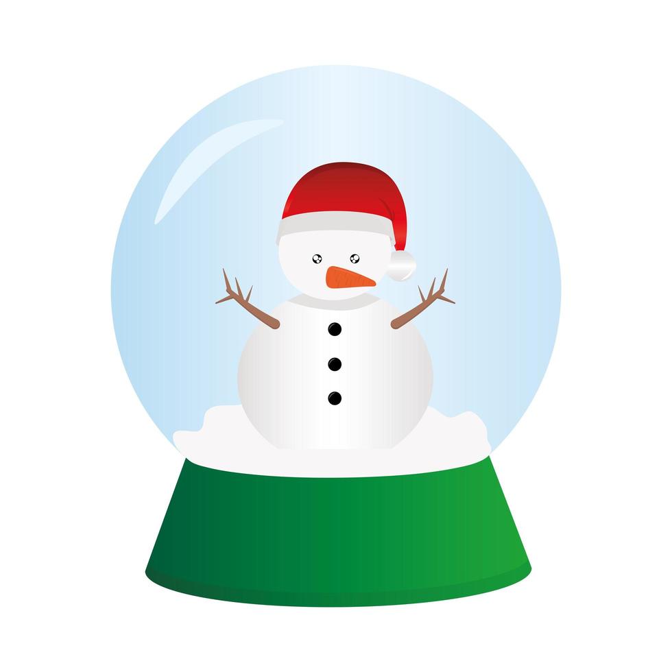 boneco de neve feliz natal em desenho vetorial de esfera vetor