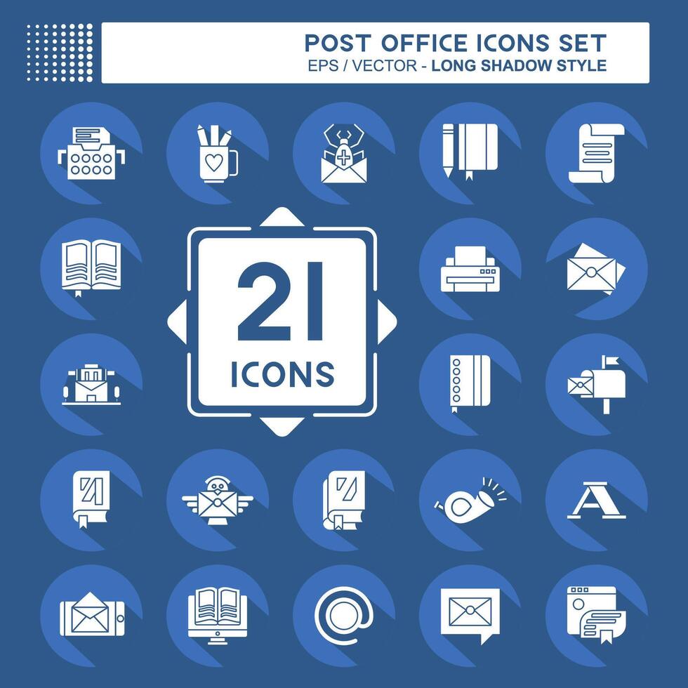 ícone conjunto postar escritório. relacionado para Educação símbolo. grandes sombra estilo. simples Projeto editável. simples ilustração vetor