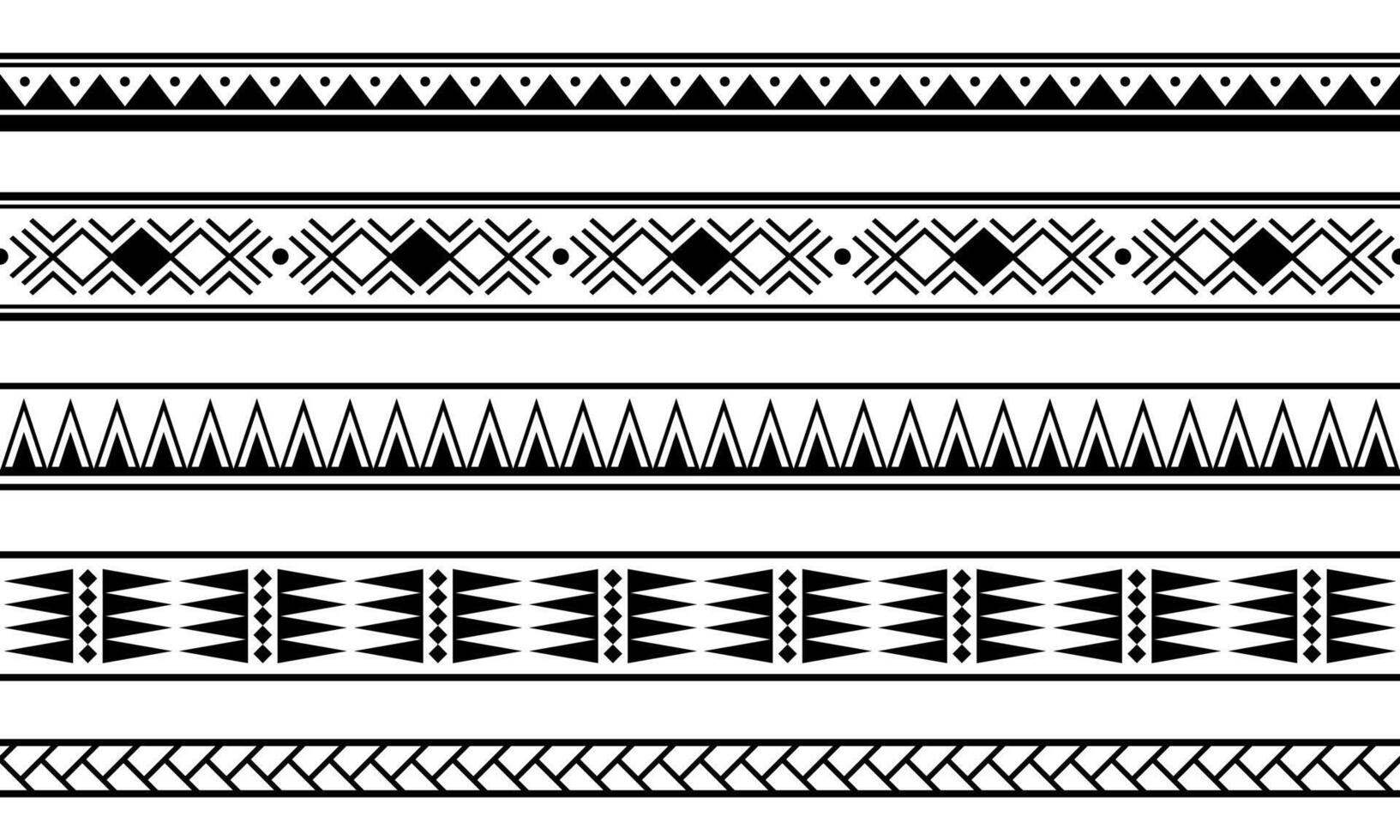 conjunto de borda de pulseiras de tatuagem polinésia maori. vetor de padrão sem emenda de manga tribal.