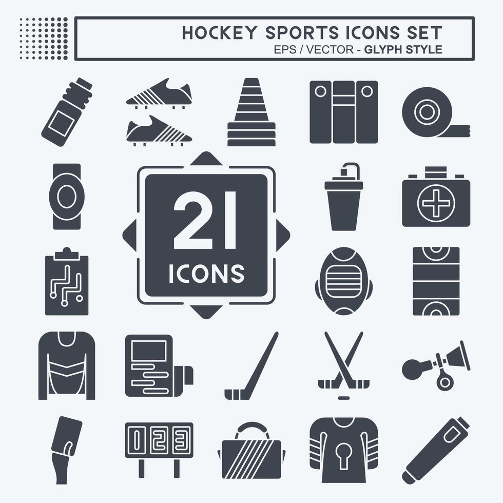 ícone conjunto hóquei Esportes. relacionado para esporte símbolo. glifo estilo. simples Projeto editável vetor