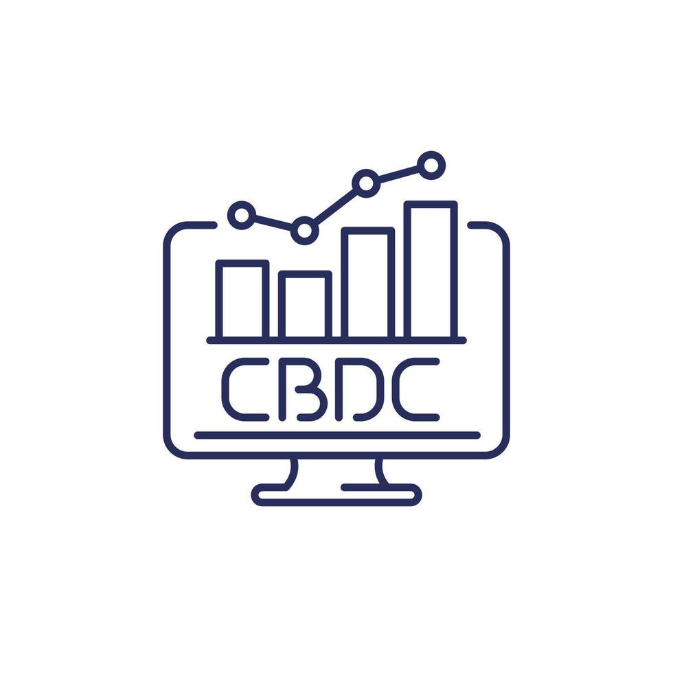 cbdc linha ícone com uma gráfico vetor