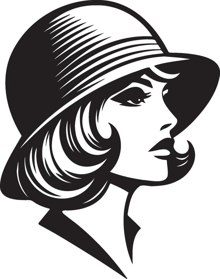 na moda mulher vestindo chapéu ilustração. vetor