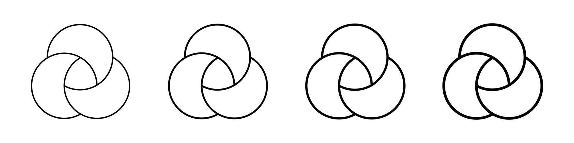 Venn diagrama fio quadro, Armação três sobreposição círculos gráfico vetor