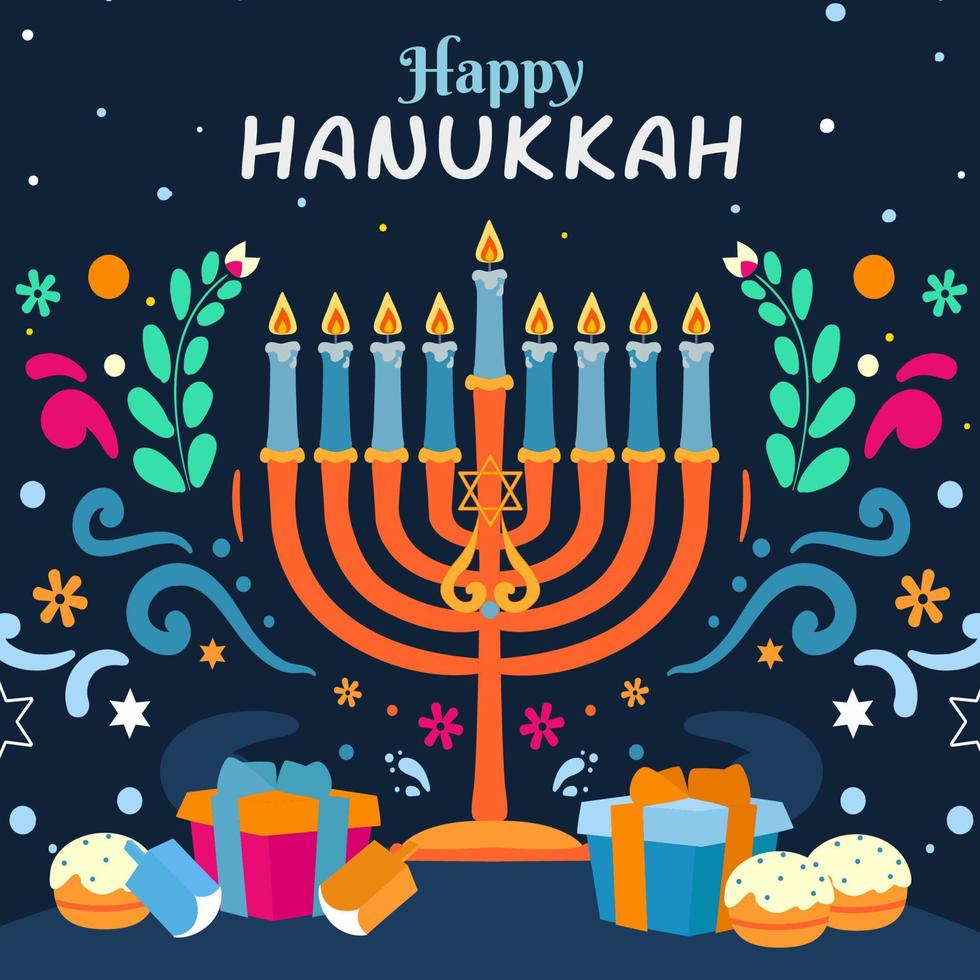 conceito feliz hanukkah vetor