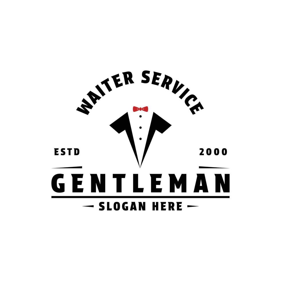 garçom serviço logotipo Projeto conceito idéia com smoking arco gravata ícone vetor