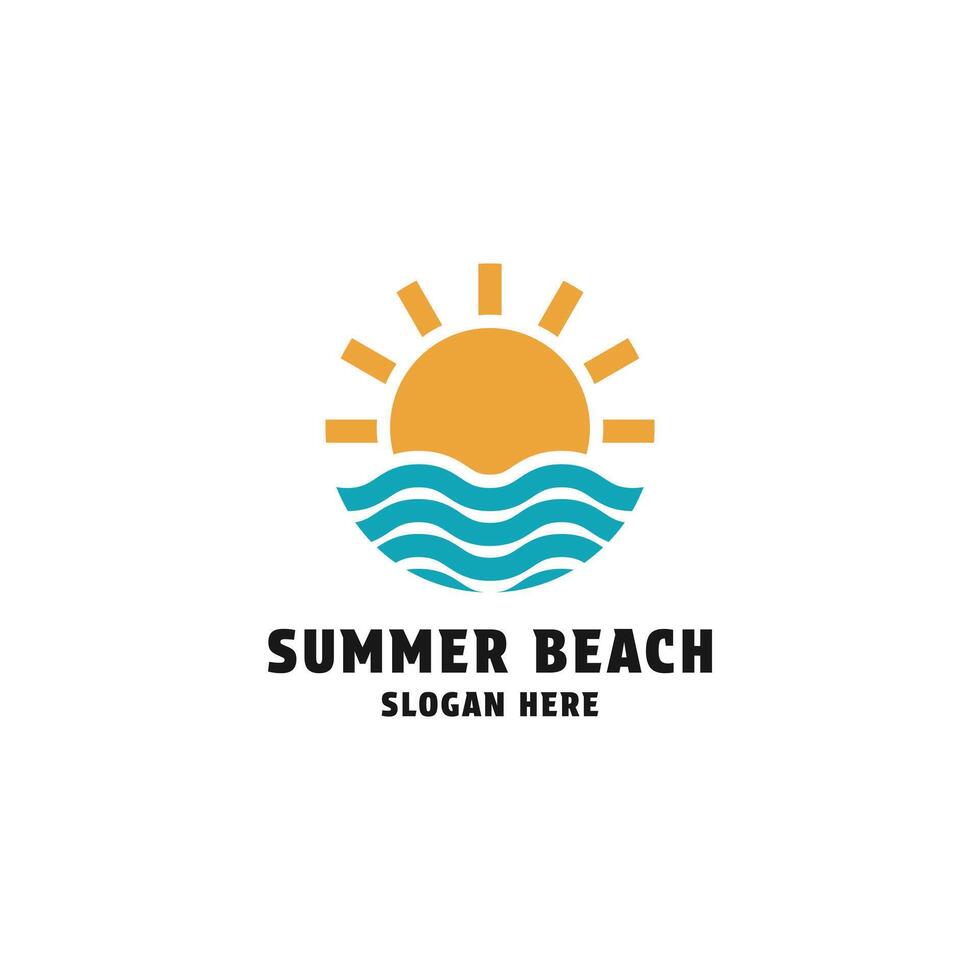 verão de praia Sol logotipo Projeto conceito idéia vetor
