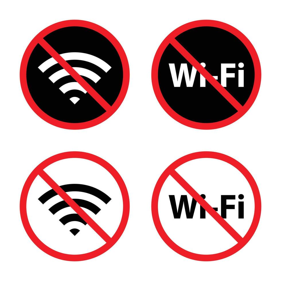 não Wi-fi área placa. Wi-fi, sem fio rede com proibido símbolo ícone vetor
